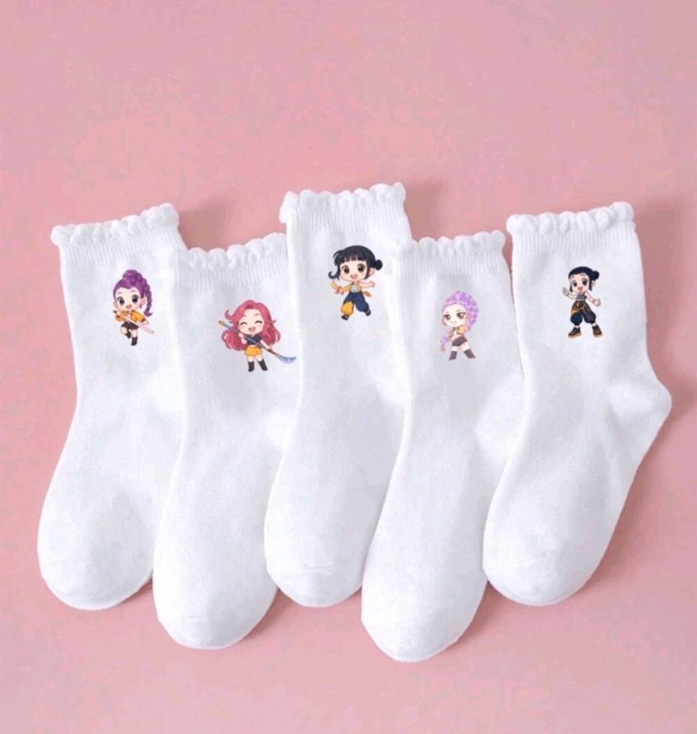 Kpop Demon Hunters Calf Socks, Size 7-10 yrs Pack Of 5